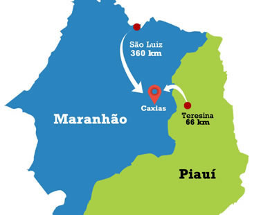 Mapa da BR-316 para Caxias